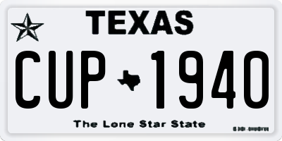 TX license plate CUP1940