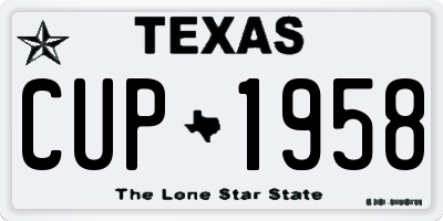 TX license plate CUP1958