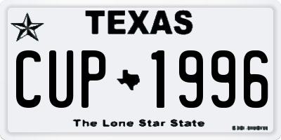 TX license plate CUP1996