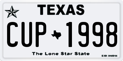 TX license plate CUP1998