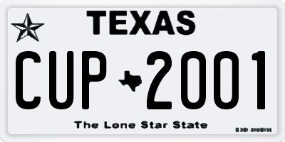 TX license plate CUP2001