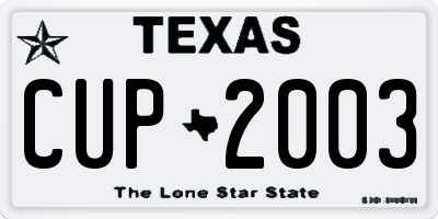 TX license plate CUP2003