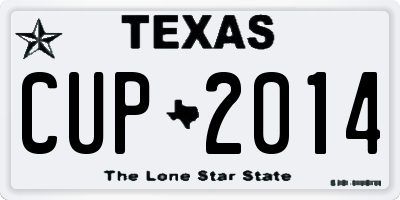 TX license plate CUP2014