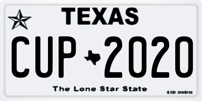 TX license plate CUP2020