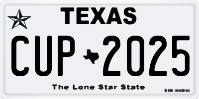 TX license plate CUP2025