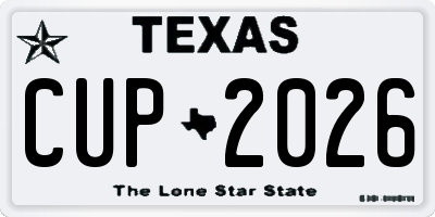 TX license plate CUP2026
