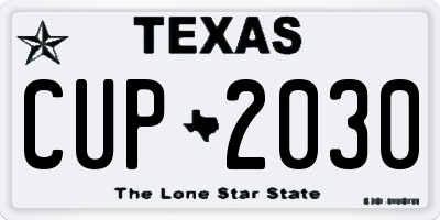 TX license plate CUP2030