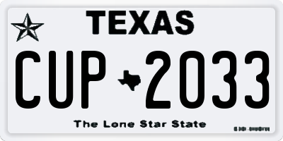 TX license plate CUP2033