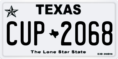 TX license plate CUP2068