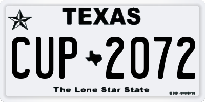 TX license plate CUP2072