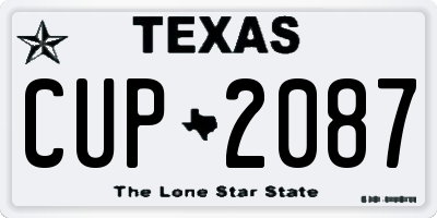 TX license plate CUP2087