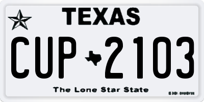TX license plate CUP2103