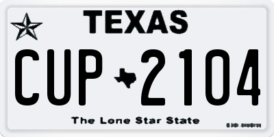TX license plate CUP2104