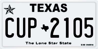 TX license plate CUP2105