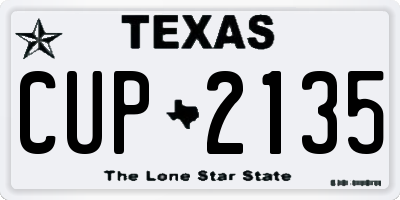 TX license plate CUP2135