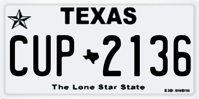 TX license plate CUP2136