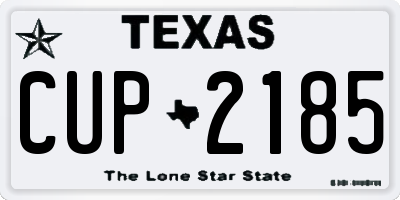 TX license plate CUP2185