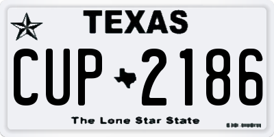 TX license plate CUP2186