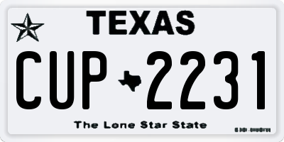 TX license plate CUP2231