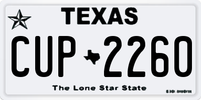 TX license plate CUP2260
