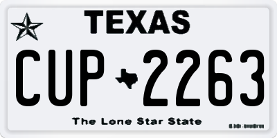 TX license plate CUP2263