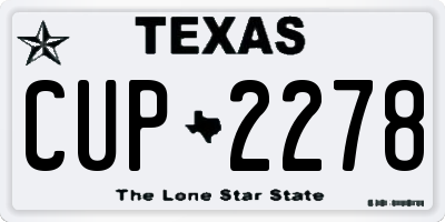 TX license plate CUP2278