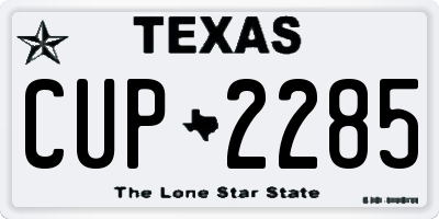 TX license plate CUP2285