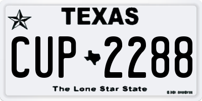 TX license plate CUP2288