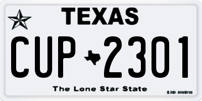 TX license plate CUP2301
