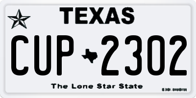 TX license plate CUP2302