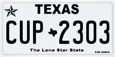 TX license plate CUP2303