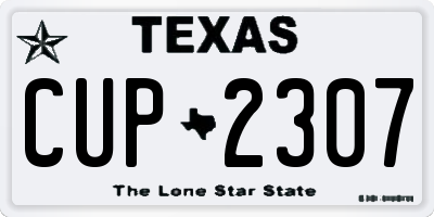 TX license plate CUP2307