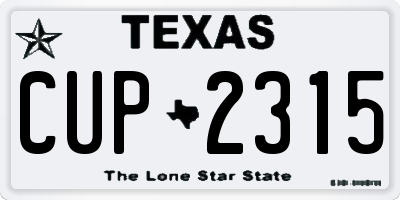 TX license plate CUP2315