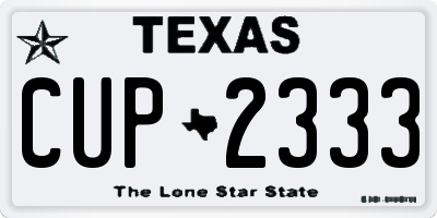 TX license plate CUP2333