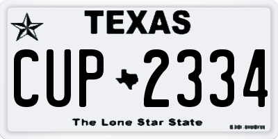 TX license plate CUP2334