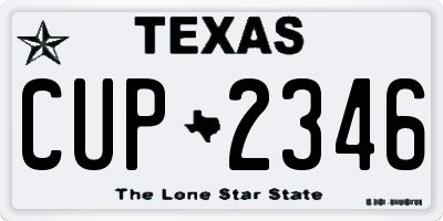 TX license plate CUP2346