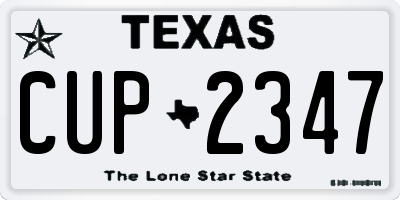 TX license plate CUP2347