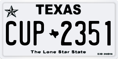 TX license plate CUP2351