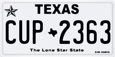 TX license plate CUP2363
