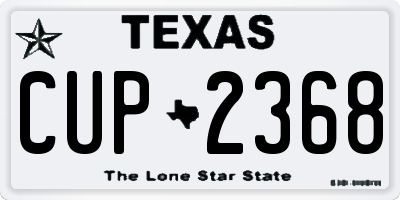 TX license plate CUP2368