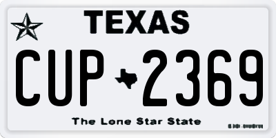 TX license plate CUP2369
