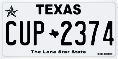 TX license plate CUP2374