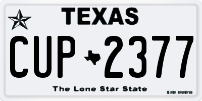 TX license plate CUP2377