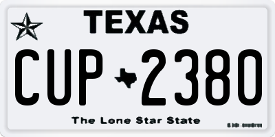 TX license plate CUP2380