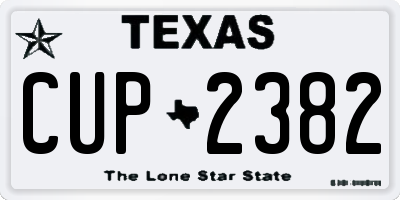 TX license plate CUP2382