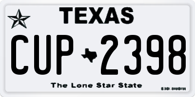 TX license plate CUP2398