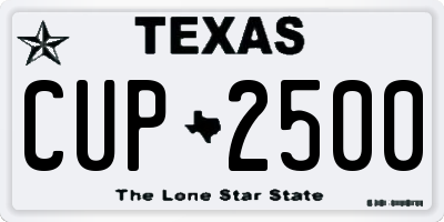 TX license plate CUP2500