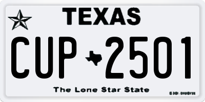 TX license plate CUP2501