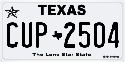 TX license plate CUP2504