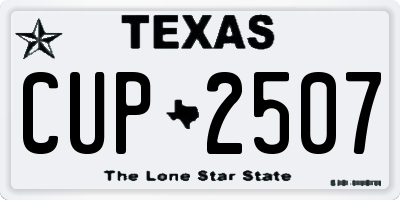 TX license plate CUP2507